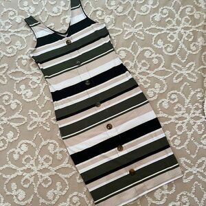 Striped Sleeveless Mid-length Dress